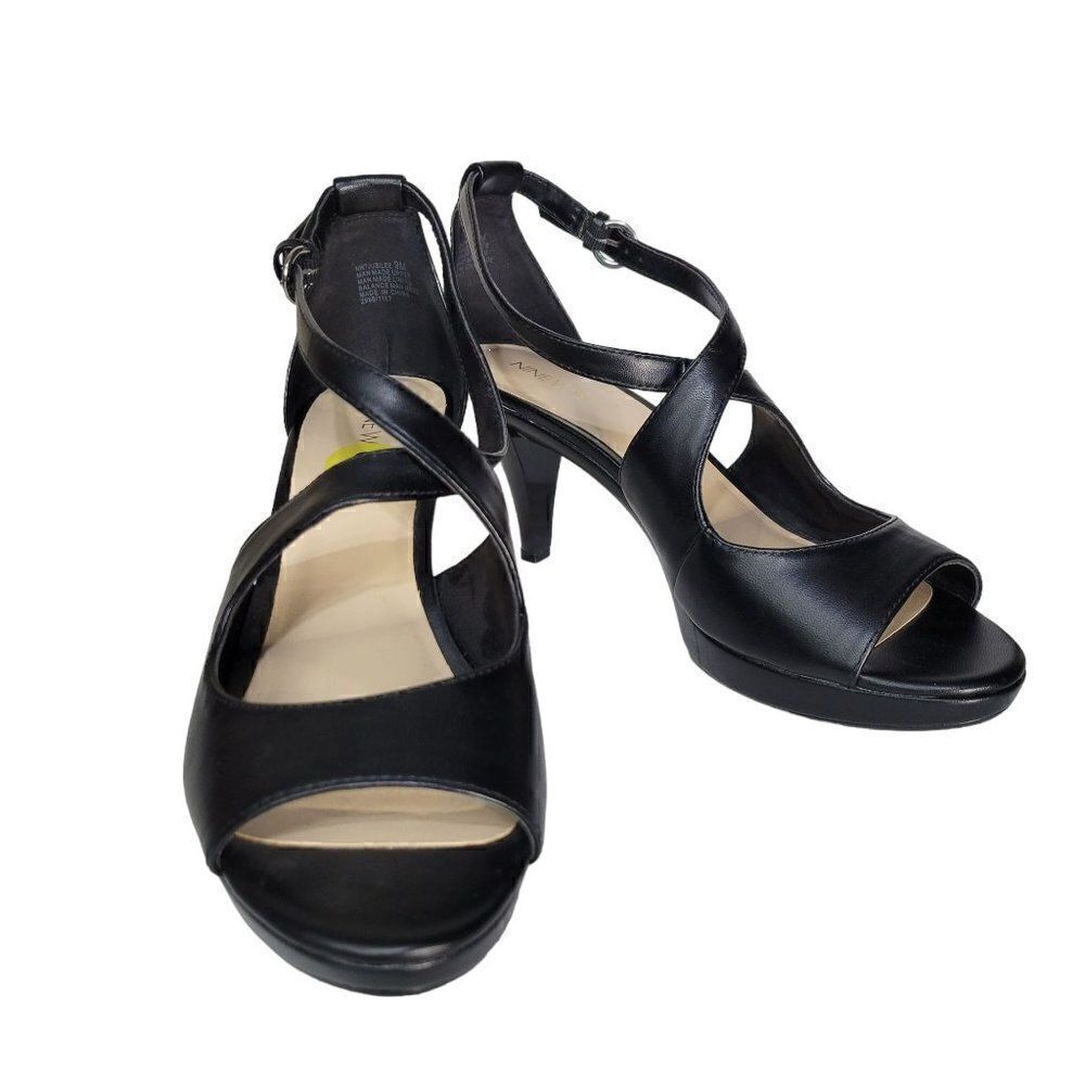 Nine West Black Jubilee Open Toe Heels (Size 9)